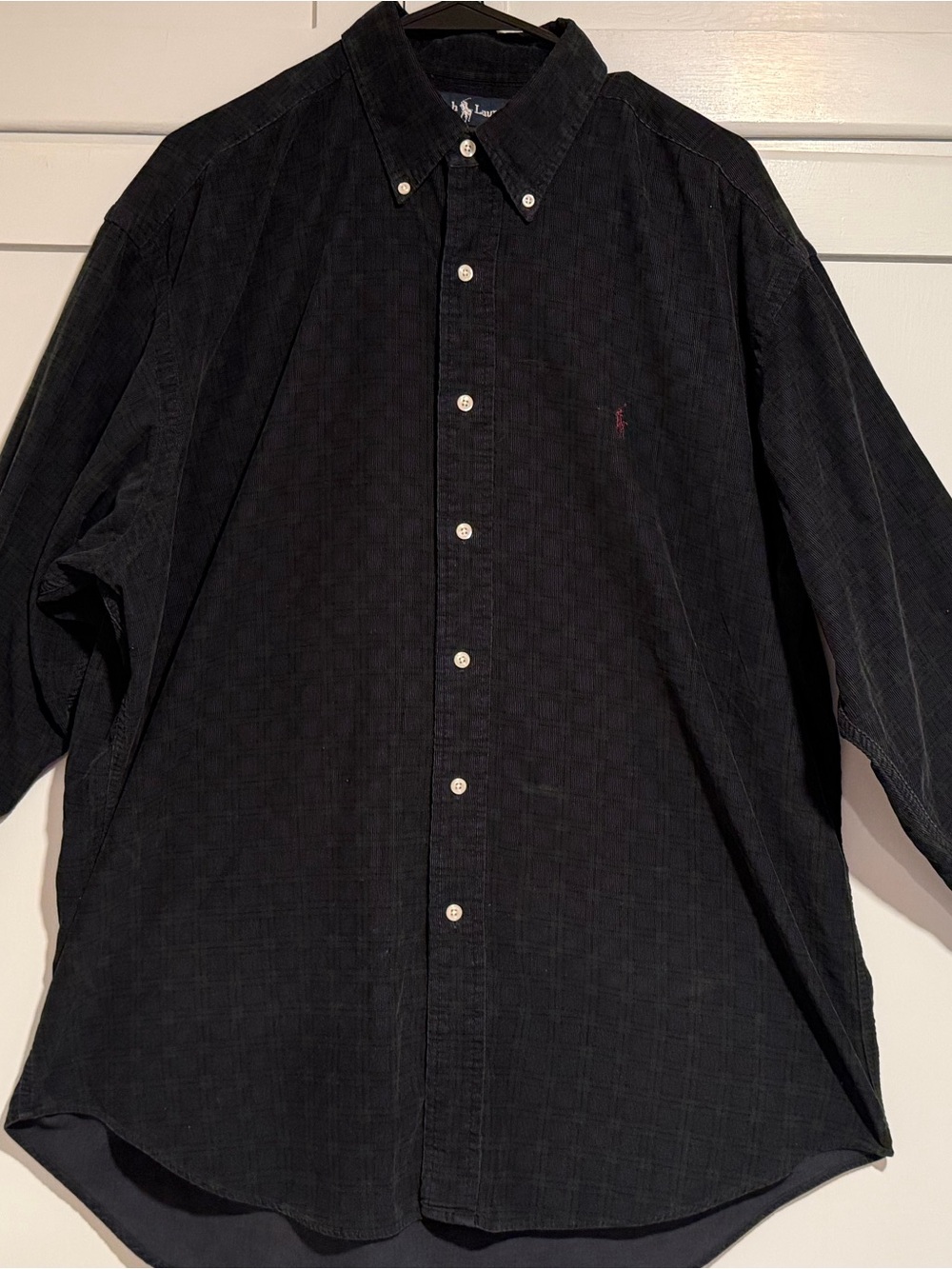 Ralph Lauren Blaire Plaid Button-Down Corduroy Shirt, Size L